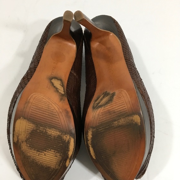 Zara Basic Collection Brown Snakeskin Heels - Picture 6 of 8